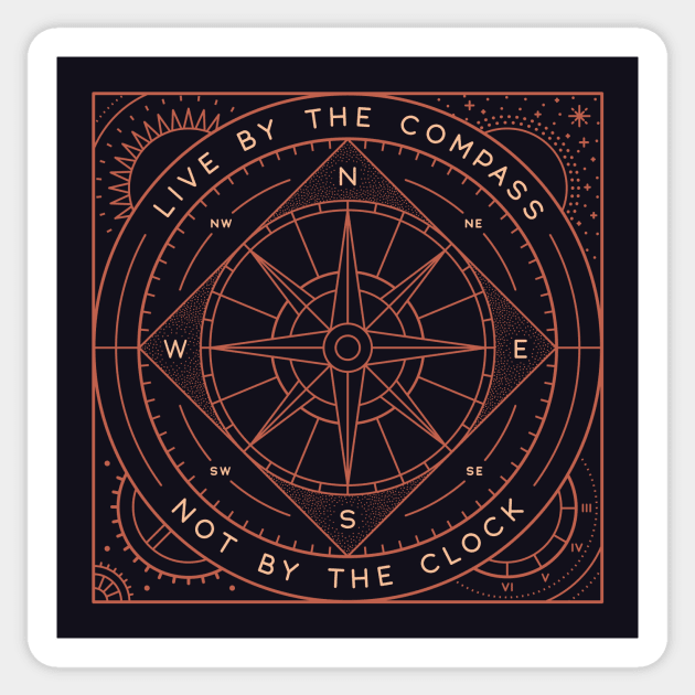 Live By The Compass Sticker by Thepapercrane